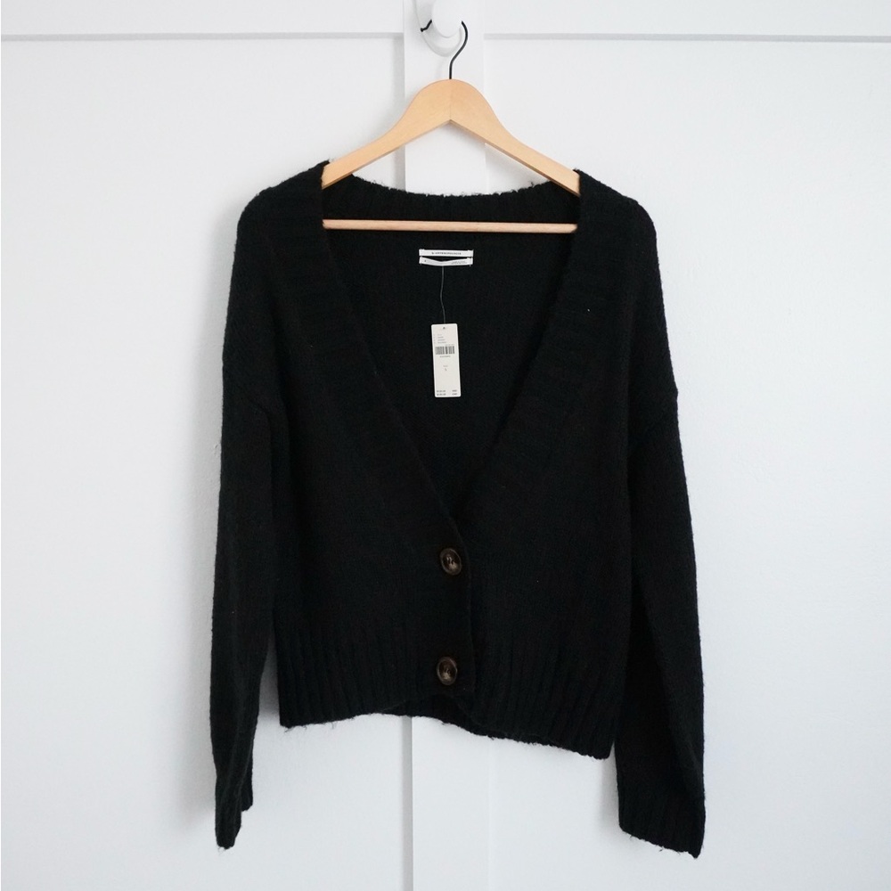 Anthropologie Black Knit Cardigan Sweater